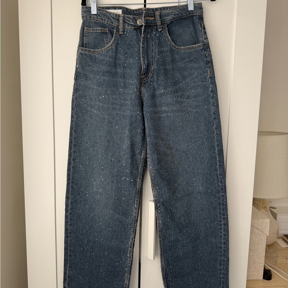 Zara Wide Leg Rhinestone Jeans